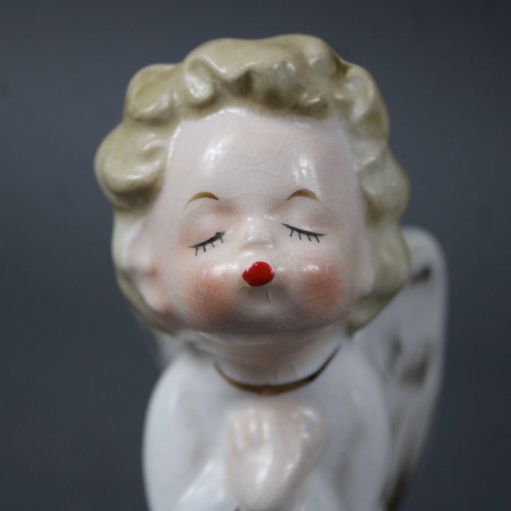 Fine A QualityvWhite Gold Multi Fine Quality Japan 5" Angel Girl Kiss Figurine - Picture 13 of 14